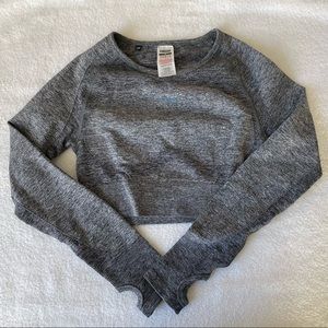 Grey Marl and Teal GYMSHARK Flex Sports Long Sleeve Top